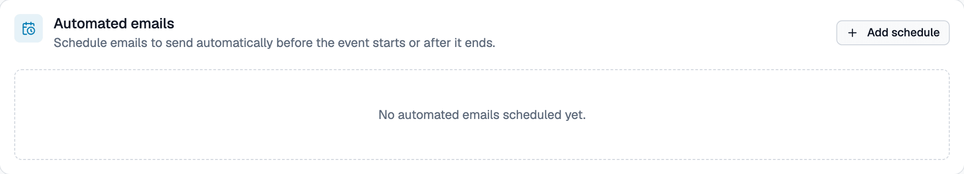 Scheduled email configuration screen