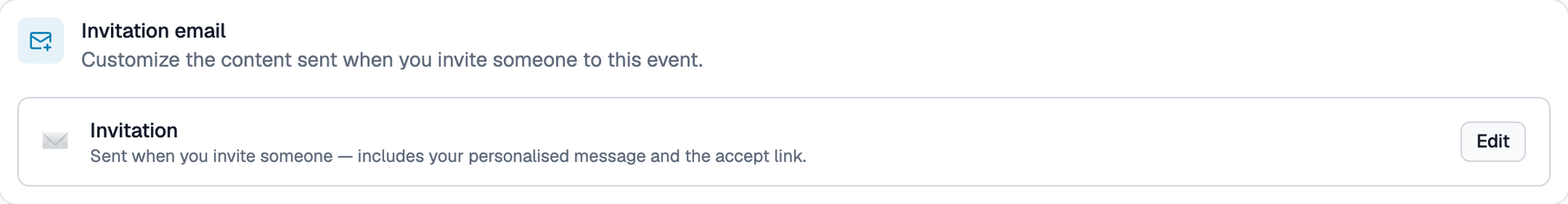 Customize invitation email screen