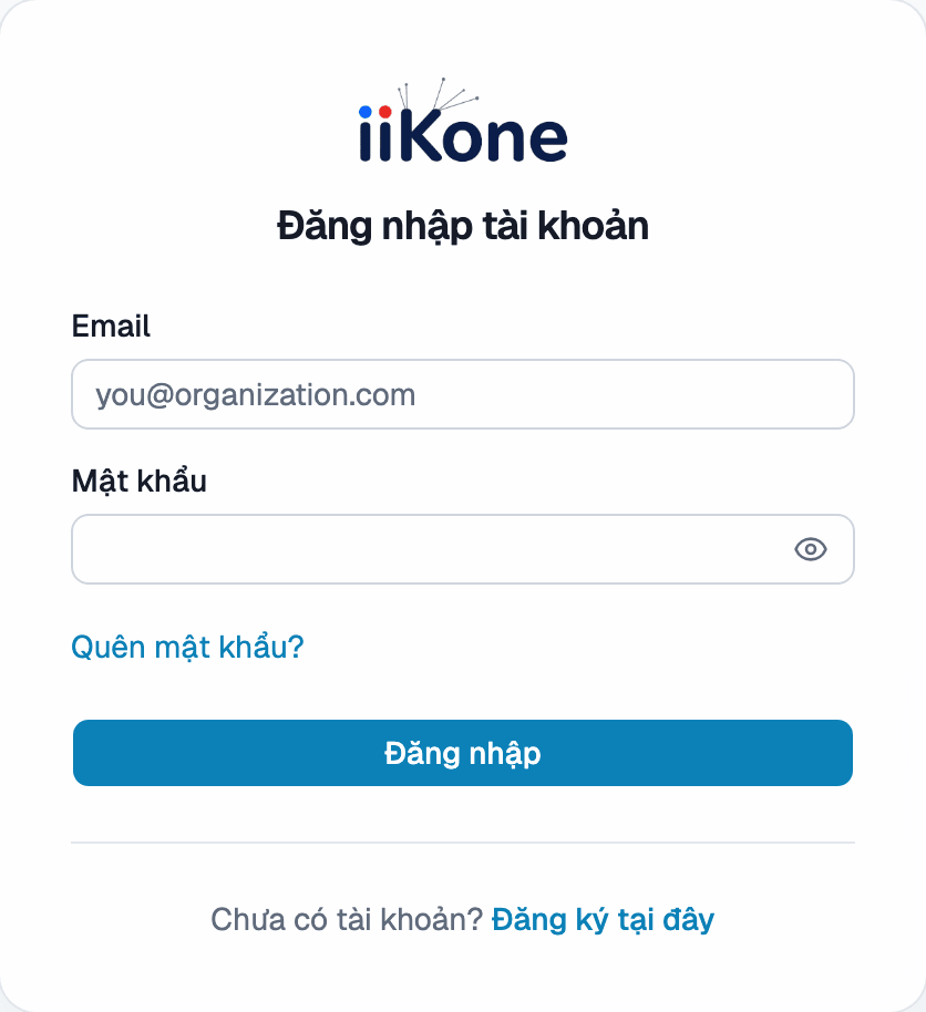 Giao diện đăng nhập iiKone Admin